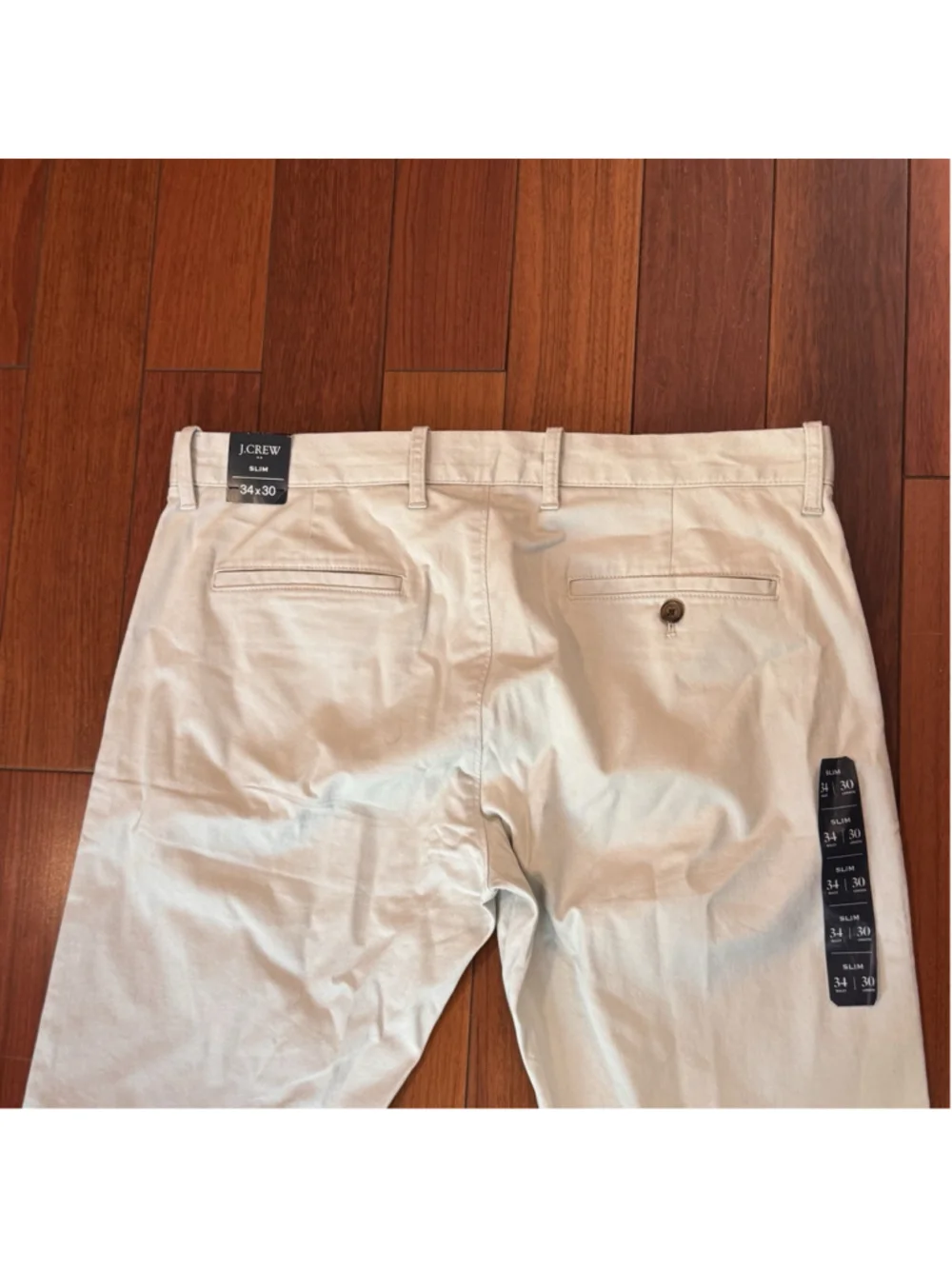 NWT J.Crew Slim Chino Pants Size:34x30 Men Flex Cream Cotton MSRP:$79